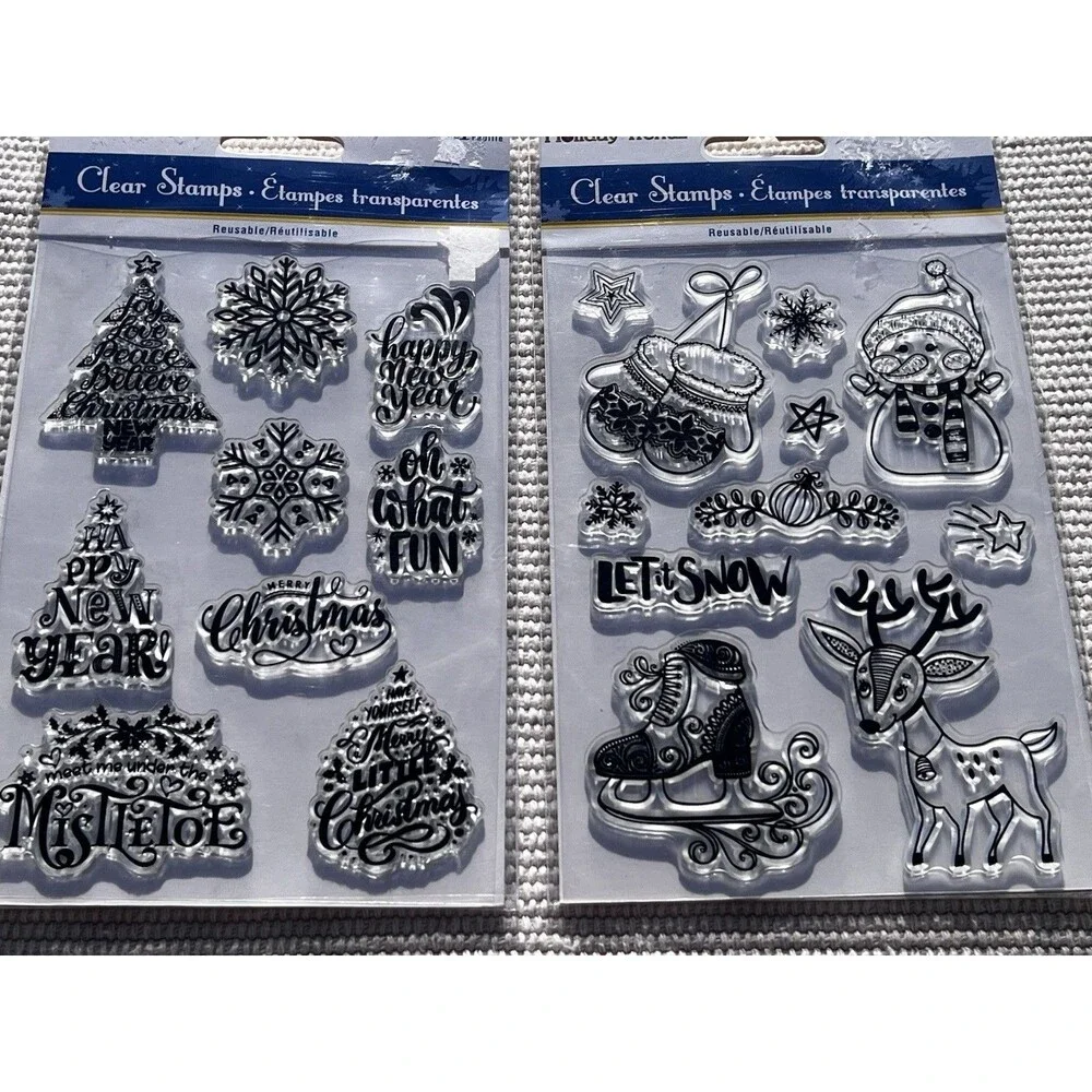 Holiday Trendz Christmas Clear Stamp Set Bundle Snowman Reindeer New Year Crafts